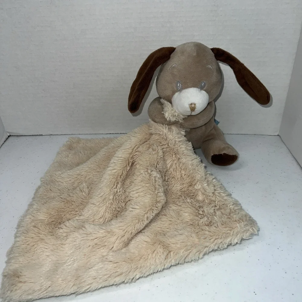 Little Mimos Brown Puppy Dog Tan Security Blanket Plush Stuffed Lovey